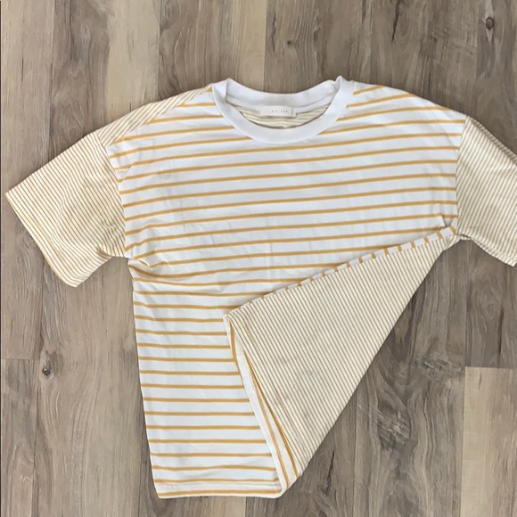 all row Tops - yellow and white crop top